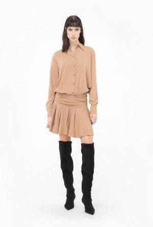 Pinko Jacquard shirt dress with fluid logo Azules | MMXHR75647