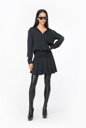 Pinko Jacquard shirt dress with fluid logo Negros | BMXSD29610