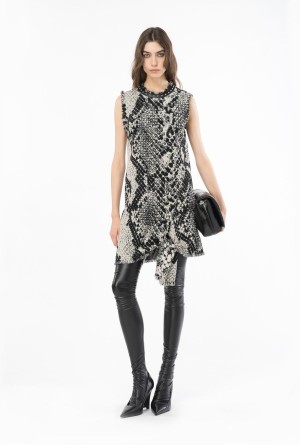 Pinko Jacquard snake mini dress WHITE/BLACK | MXDFL46869