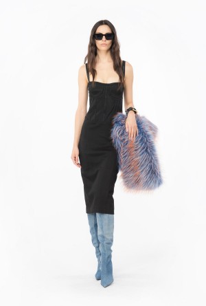 Pinko Jegging-fabric bustier dress Negros | YMXVQ36557