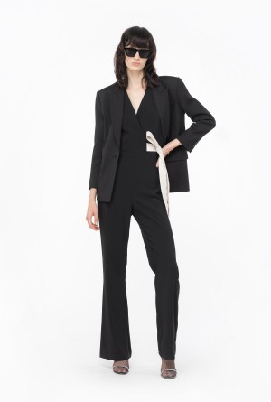 Pinko Jumpsuit with contrasting bow BLACK/ECRU | PMXER48412