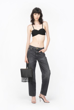 Pinko Knit lurex crop top Negros | TMXWZ54269