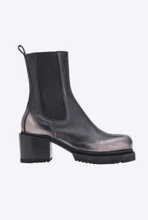 Pinko Laminated leather ankle boots BLACK/GUNMETAL | TMXPQ67229