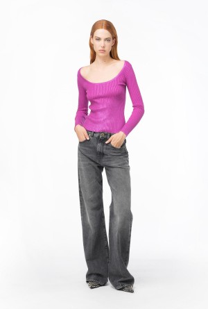 Pinko Laminated ribbed sweater PURPLE/FUCHSIA | TMXPQ37085