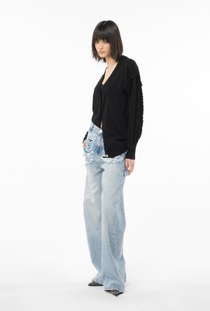 Pinko Lana cardigan with ruching Negros | FMXHY46188