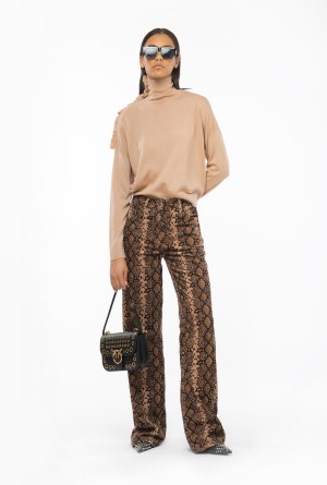 Pinko Lana turtleneck with ruching Beige | MXICD99934