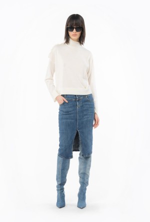 Pinko Lana turtleneck with ruching Blancos | AMXWC45876