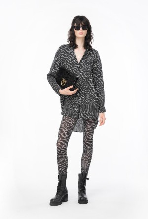 Pinko Leggings with fluid logo BLACK/WHITE | MXQAV63423