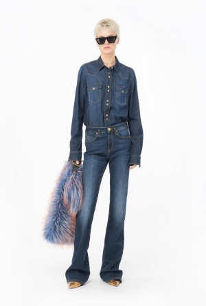 Pinko Light twill blue denim shirt Azules Azules | BMXSO36875