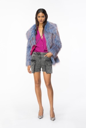 Pinko Logo jacquard shirt Morados | MXXMI98259