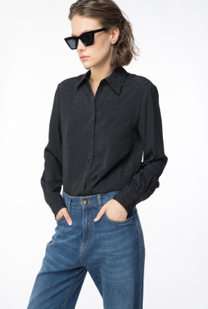 Pinko Logo jacquard shirt Negros | MXDYB17718