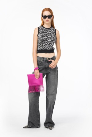Pinko Logo jacquard vest BLACK/IVORY | MMXFT11872