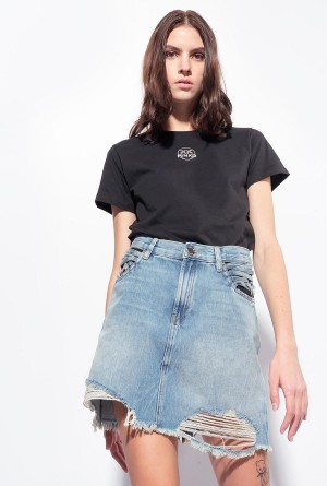 Pinko Logo-print T-shirt Negros | MXZDE87914