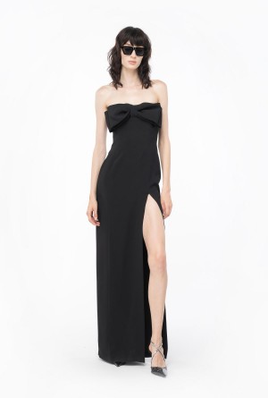 Pinko Long dress with bow Negros | MXEGJ41424