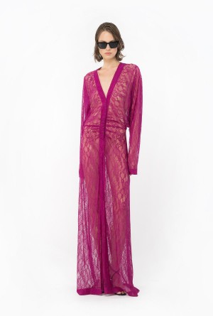 Pinko Long lace dress Morados | FMXUI50603
