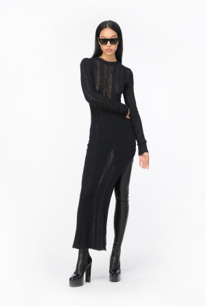 Pinko Long lace-stitched knit dress Negros | GMXEC88466