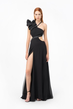 Pinko Long one-shoulder dress with large slit Negros | MMXFT75749