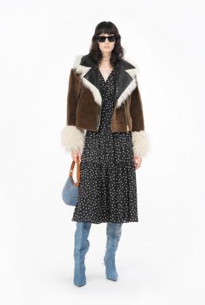 Pinko Long polka-dot shirt dress BLACK/WHITE | YMXGT13329