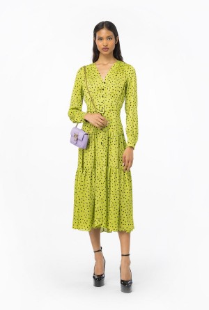 Pinko Long polka-dot shirt dress GREEN/BLACK | MXDYB47627