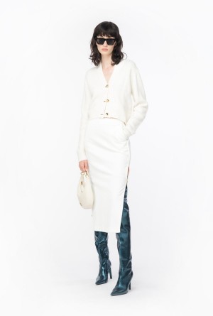 Pinko Long skirt with metal buttons Blancos | BMXSD39826