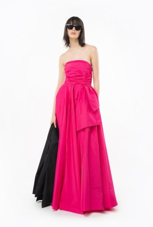 Pinko Long taffeta dress with removable sleeves BEETROOT | MXDFL19591