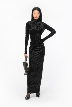 Pinko Long velvet dress with open back Negros | MXCIF40987