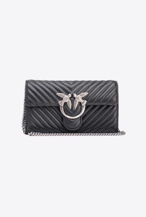 Pinko Love Bag One Wallet Chevron Plateados | MXJVR57279