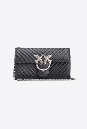 Pinko Love Bag One Wallet Chevron Plateados | MXDFL18051
