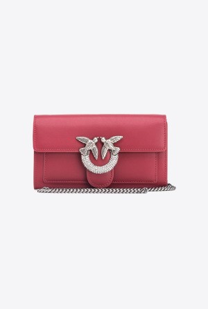 Pinko Love Bag One Wallet with rhinestones Azules Plateados | MXEAH26708