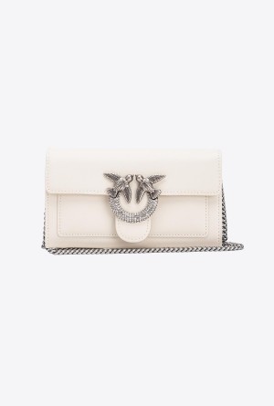 Pinko Love Bag One Wallet with rhinestones Plateados | MXEGJ70336