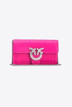 Pinko Love Bag One Wallet with rhinestones Plateados | MXIIZ97046