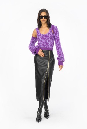 Pinko Love Birds alpaca-blend shrug PURPLE/LILAC | QMXWA45170