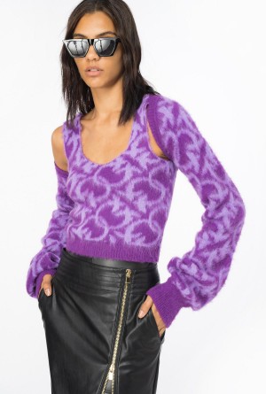 Pinko Love Birds alpaca-blend top PURPLE/LILAC | MXEGJ28537