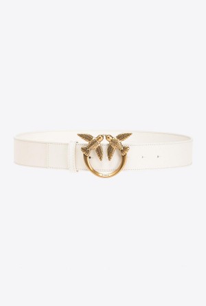Pinko Love Birds high leather belt 4cm Dorados | MMXFT76997