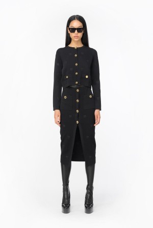 Pinko Love Birds jacquard calf-length skirt Negros | TMXWZ32836