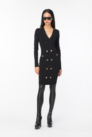 Pinko Love Birds jacquard dress Negros | MXQCS65653