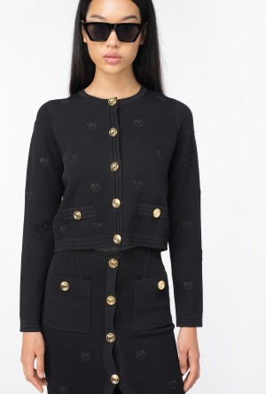 Pinko Love Birds jacquard jacket Negros | UMXND67031