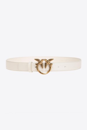 Pinko Love Birds leather belt 3cm Dorados | SMXVO32802