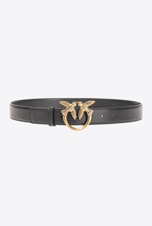 Pinko Love Birds leather belt 3cm Dorados | DMXKV32266