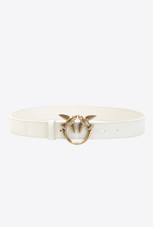 Pinko Love Birds leather belt G. MAROSO BEIGE-ANTIQUE GOLD | MXIIZ45720