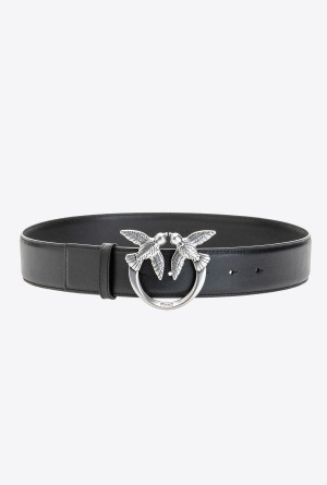 Pinko Love Birds leather belt Plateados | ZMXNQ28035