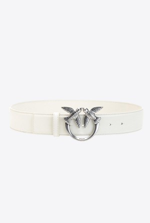 Pinko Love Birds leather belt Plateados | EMXHC38088