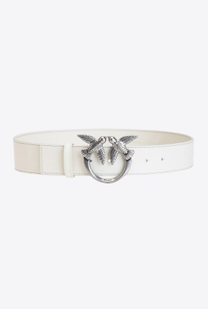 Pinko Love Birds leather belt Plateados | QMXUV24074