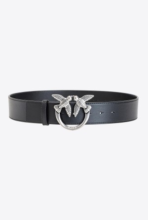Pinko Love Birds leather belt Plateados | YMXVQ64151