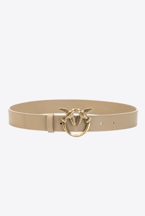 Pinko Love Birds leather belt SAND-ANTIQUE GOLD | GMXEC74806