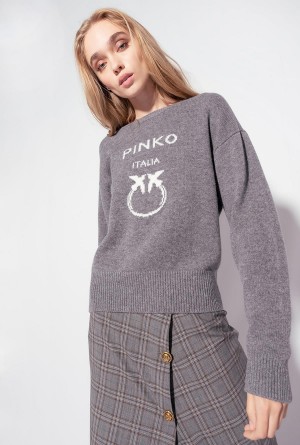 Pinko Love Birds pullover Grises | MXEAH17361
