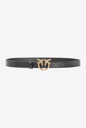 Pinko Love Birds thin leather belt 2cm Dorados | MXJVR24195
