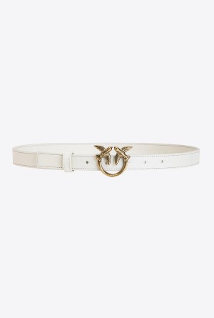 Pinko Love Birds thin leather belt Dorados | MXEAH77569