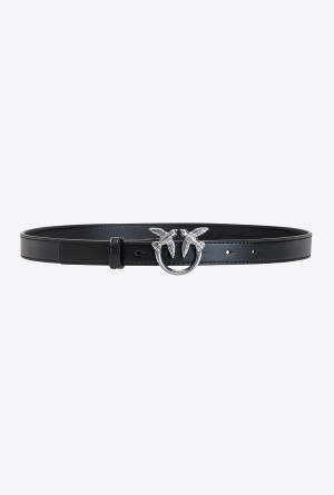 Pinko Love Birds thin leather belt Plateados | TMXWZ93672