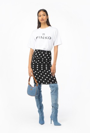 Pinko Maxi-logo T-shirt Blancos | MXJZR79069